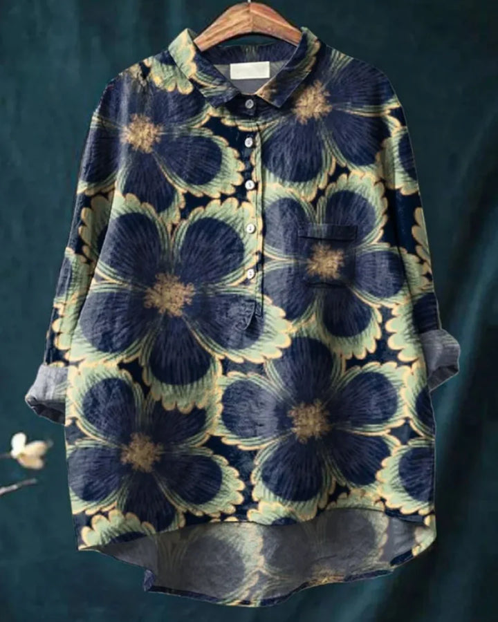 Floral Button-Down Shirt – Lightweight Elegant Top for Casual & Smart Everyday Styling