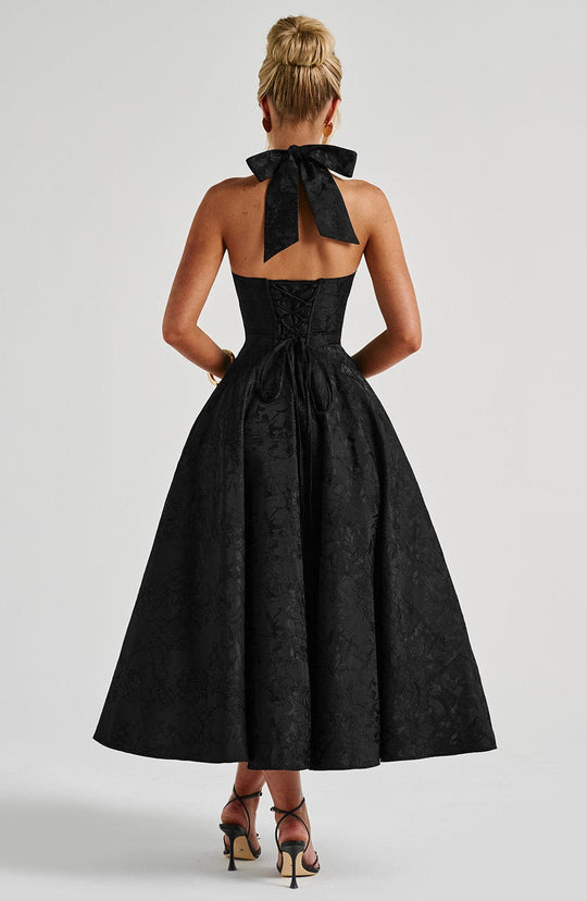 SIENNA – ELEGANT HALTER MIDI DRESS