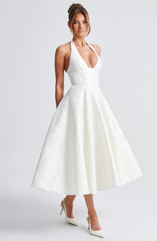 SIENNA – ELEGANT HALTER MIDI DRESS