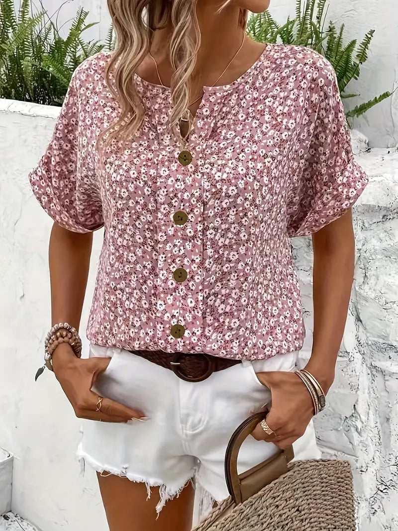 Chic Floral Print Blouse – Lightweight Elegant Top for Everyday & Smart Casual Styling