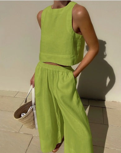 Aminta - Ensemble d'été décontracté sans manches pour un look tendance et confortable