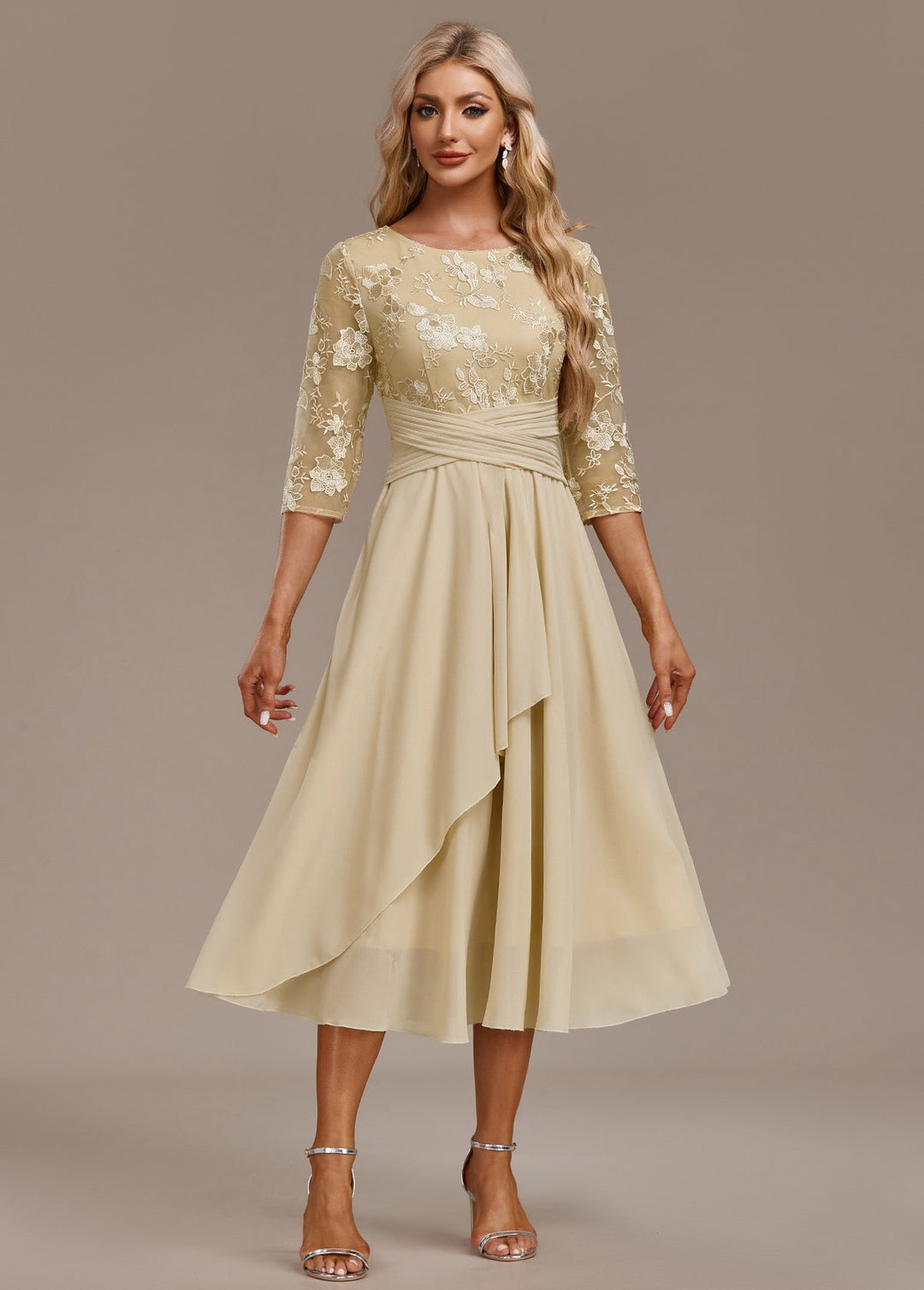 ZYRELITH –  SLEEVE ROUND NECK DRESS