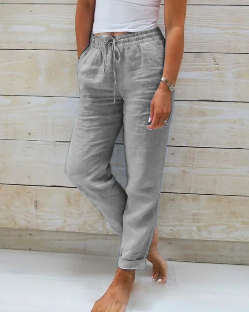 Relaxed Drawstring Trousers – Lightweight Casual Pants for Comfortable Everyday Styling