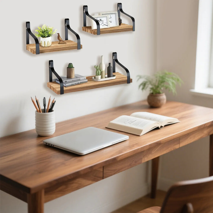 Wood Floating Wall Shelves – Set of 3