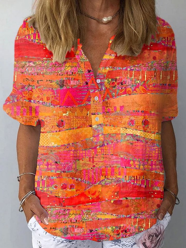 ISLA – VINTAGE ART PRINT CASUAL COTTON & LINEN