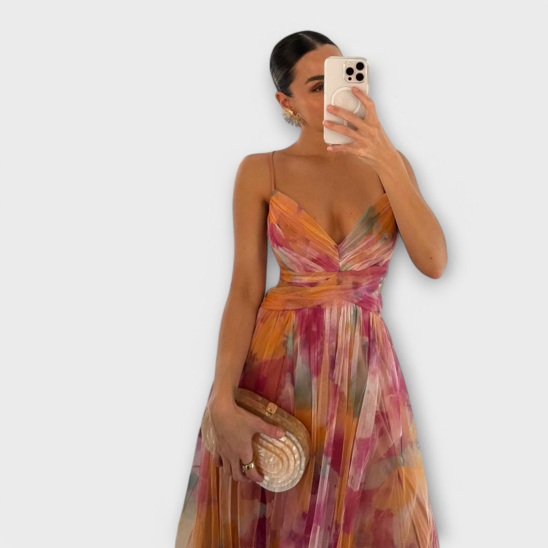 Annai Mesh Maxi Dress - Elegant and Figure-Shaping