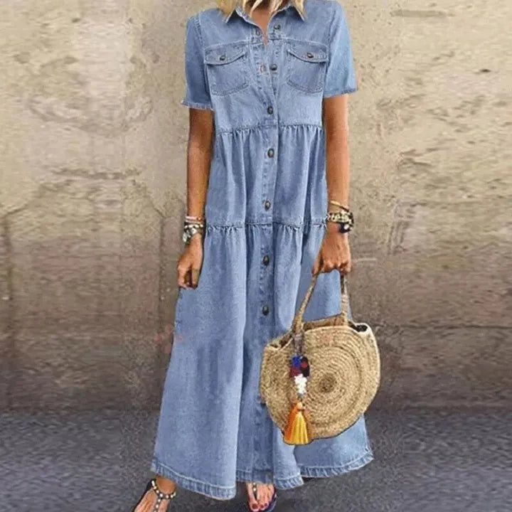 ZEPHYRAEN – RELAXED FIT SHORT SLEEVE DRESS WITH POCKETS