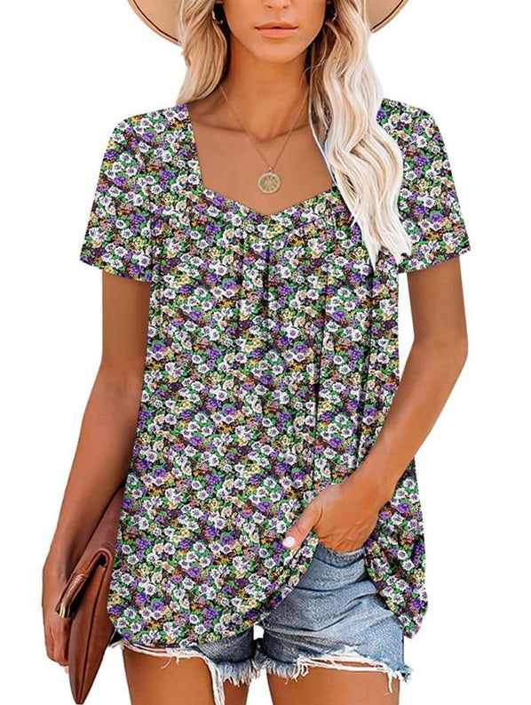 CYRENE – COSY TOP WITH SHORT SLEEVES & PRINT