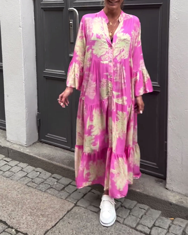 Giavanna - Casual Flared Sleeve Long Printed Dress