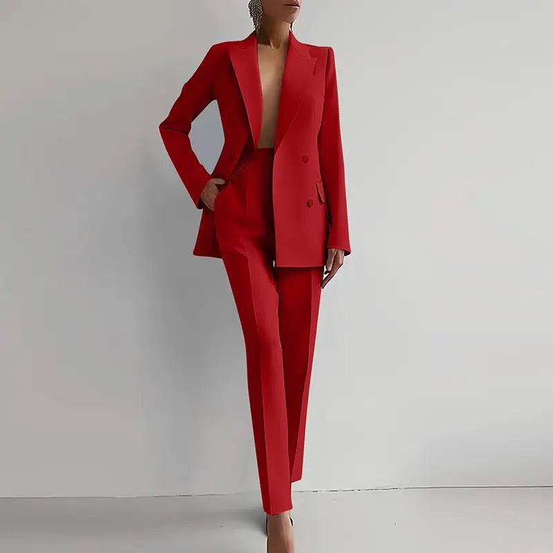 Amara - Damen Slim Fit Maßgeschneiderter Cigarette Pant Anzug für stilvolle Eleganz