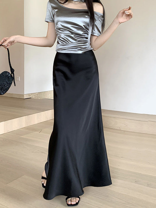 Mermaid Elasticity Solid Color Skirts Bottoms