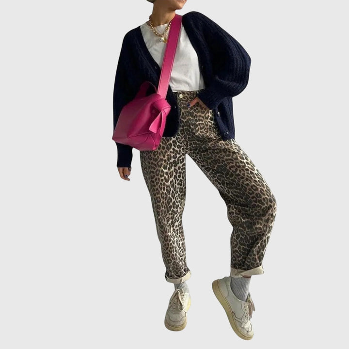 Vintage Leopard Print Jeans – Statement Denim Pants for Casual & Modern Everyday Styling