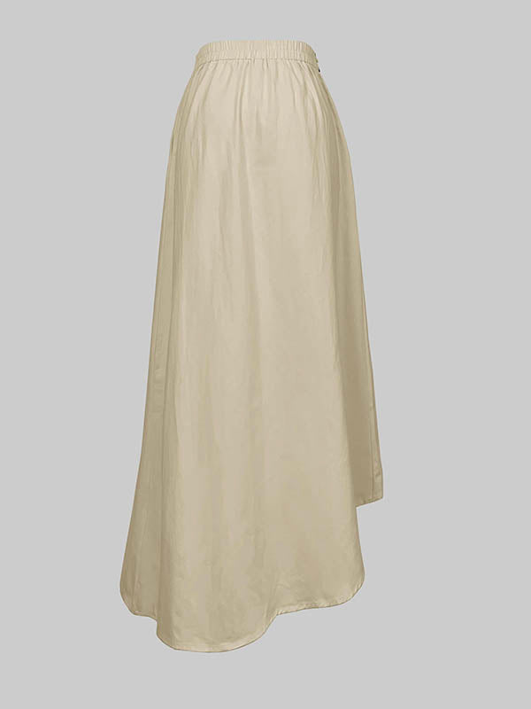 A-Line Loose Asymmetric Elasticity Pockets Split-Joint Skirts Bottoms