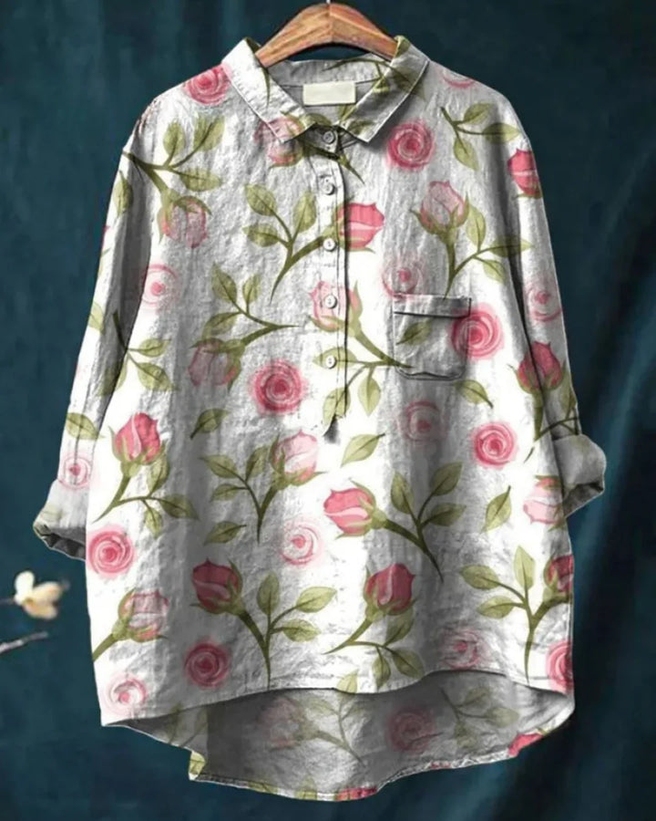 Floral Button-Down Shirt – Lightweight Elegant Top for Casual & Smart Everyday Styling