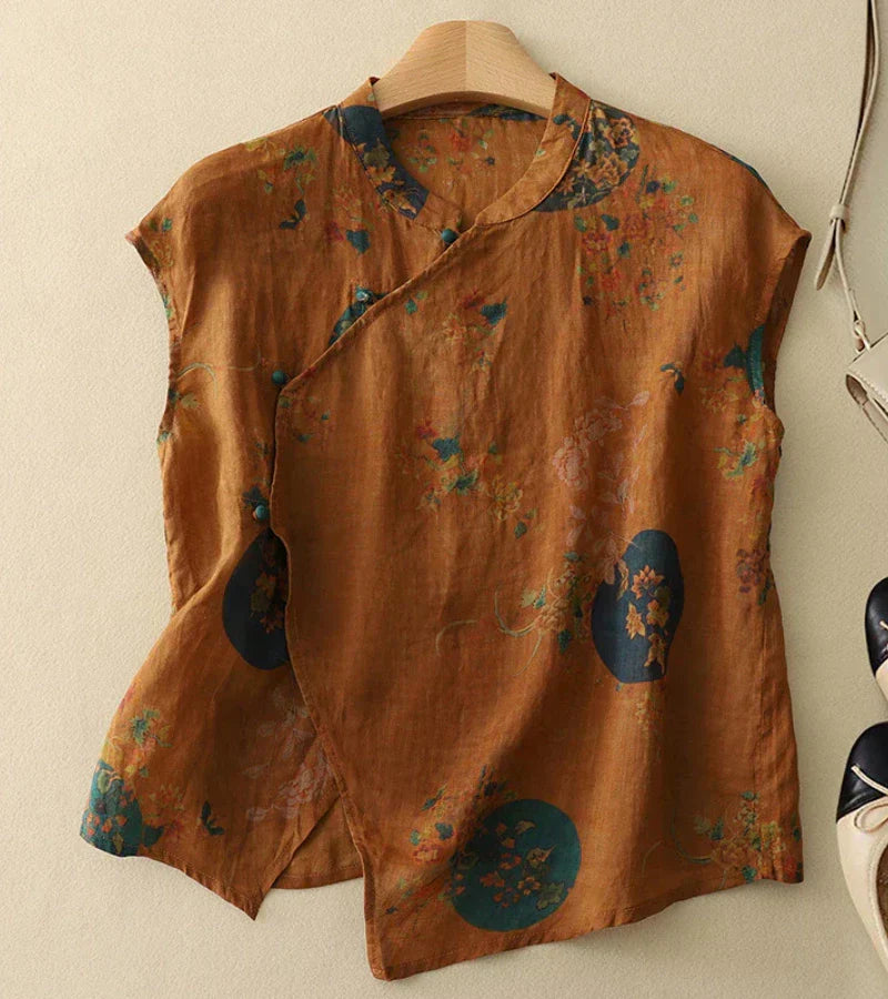 Vintage Embroidered Cotton Shirt – Elegant Relaxed Fit Button-Up with Classic Detailing