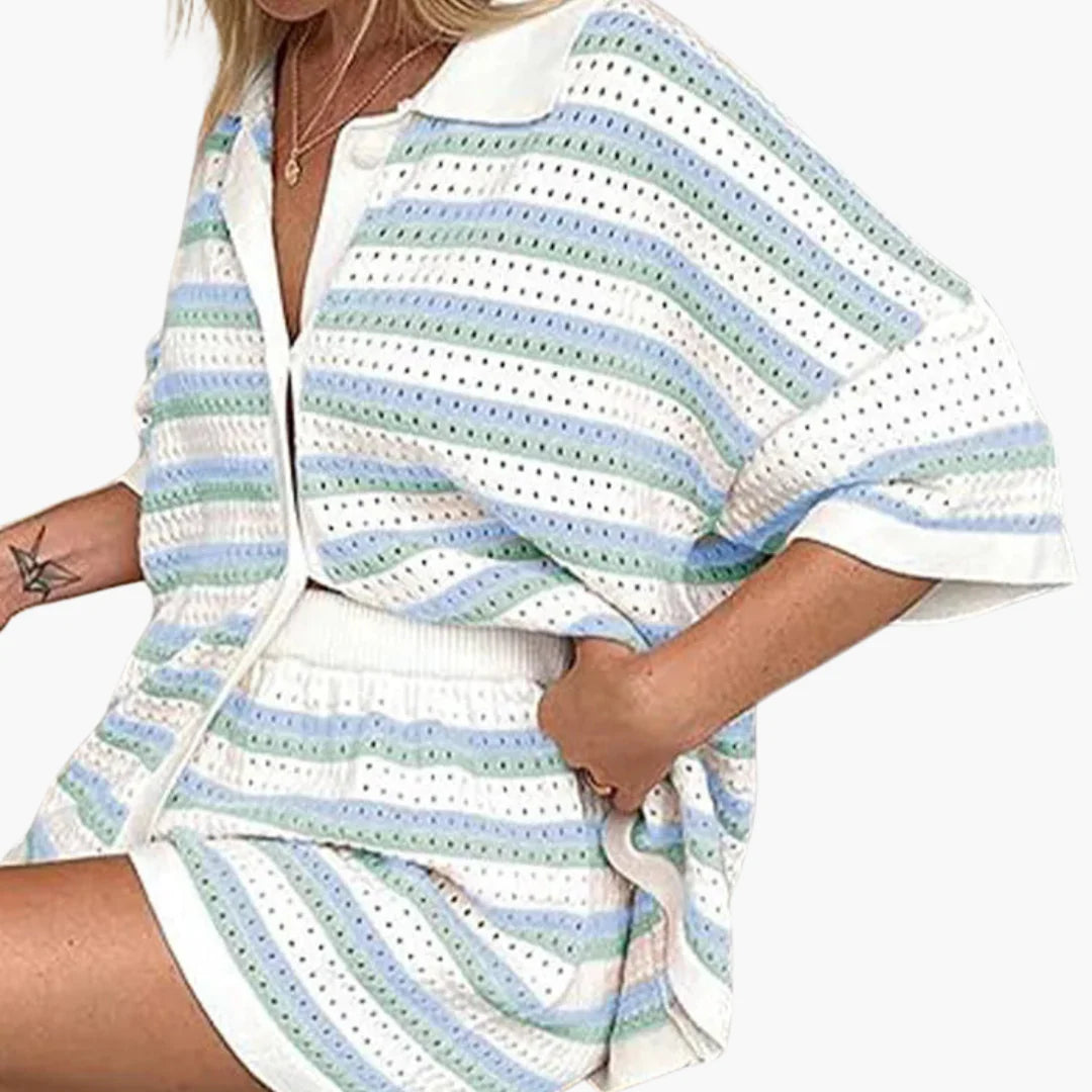 Open Knit Co-Ord Set – Lightweight Two-Piece Outfit for Relaxed Summer Layering