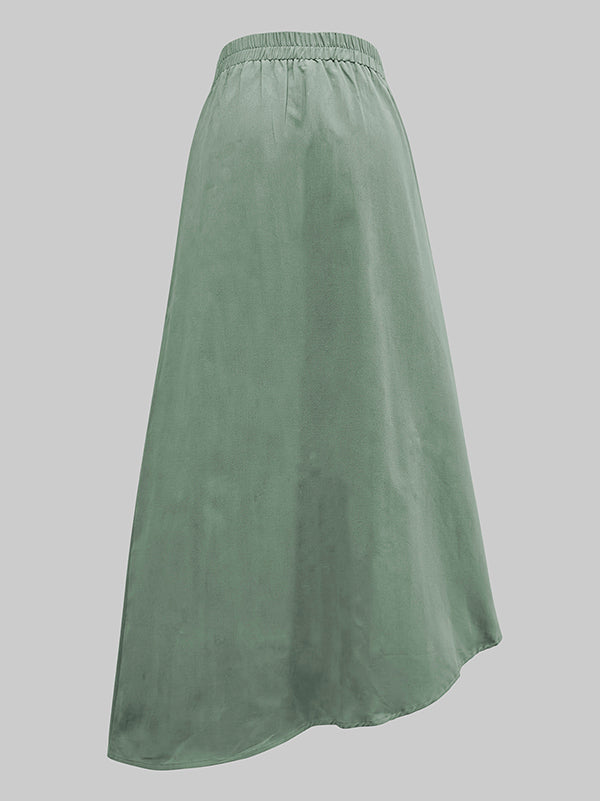 A-Line Loose Asymmetric Elasticity Pockets Split-Joint Skirts Bottoms