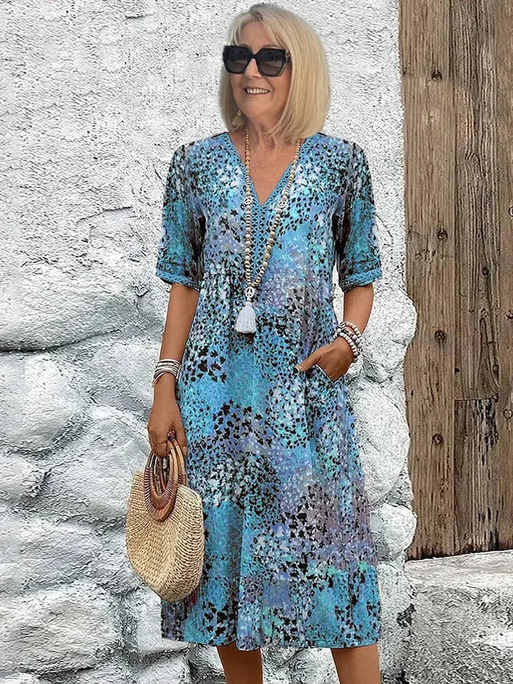 Emelith - Leopard Lace V-Neck Summer Dress