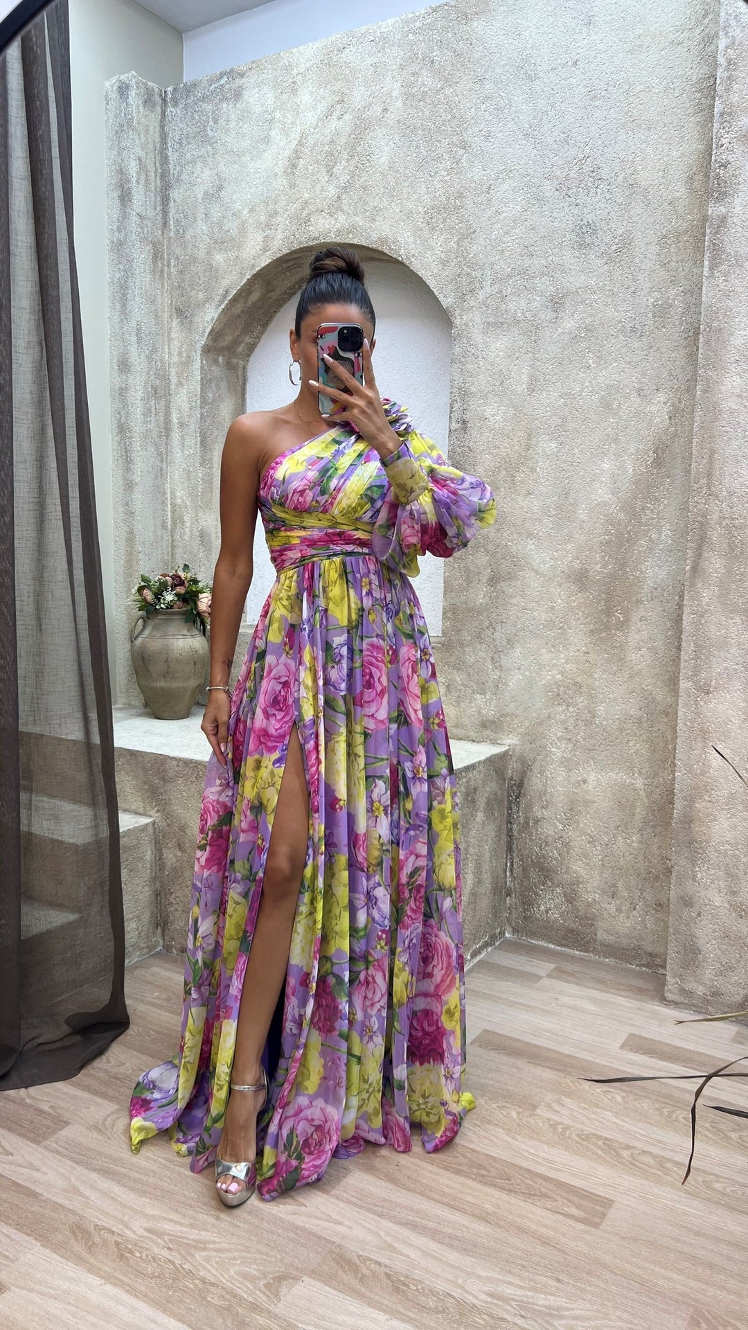 Alice - Flowy High Split Chiffon Maxi Dress