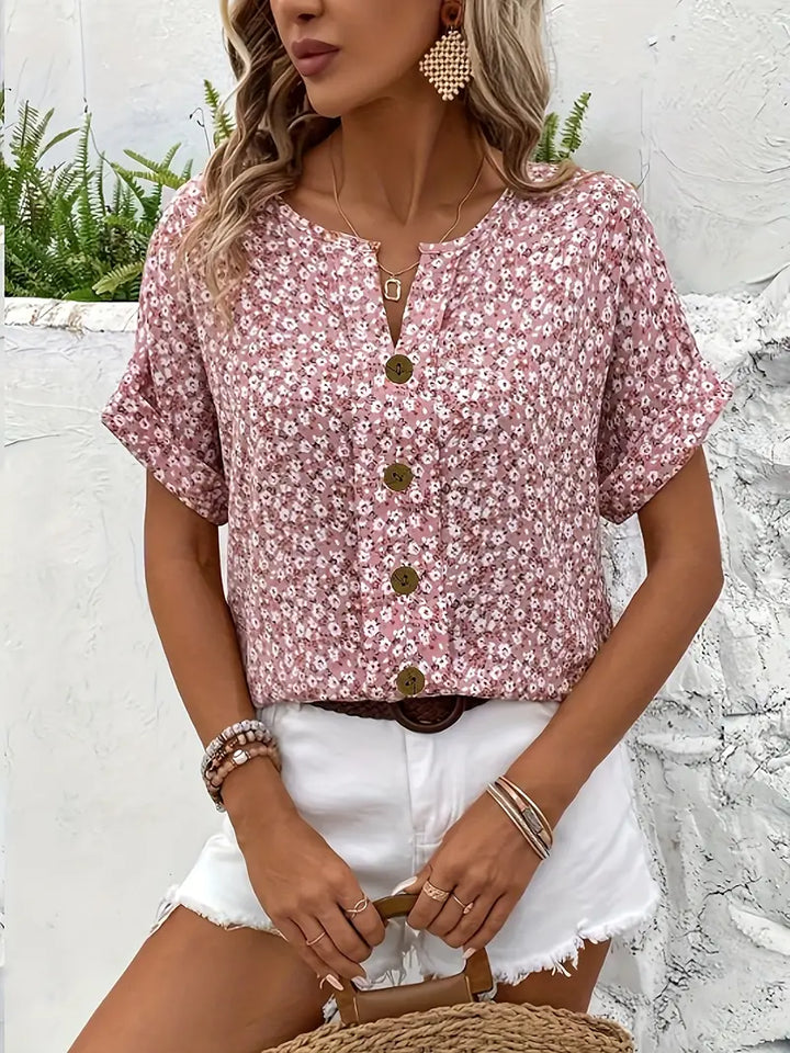 Chic Floral Print Blouse – Lightweight Elegant Top for Everyday & Smart Casual Styling