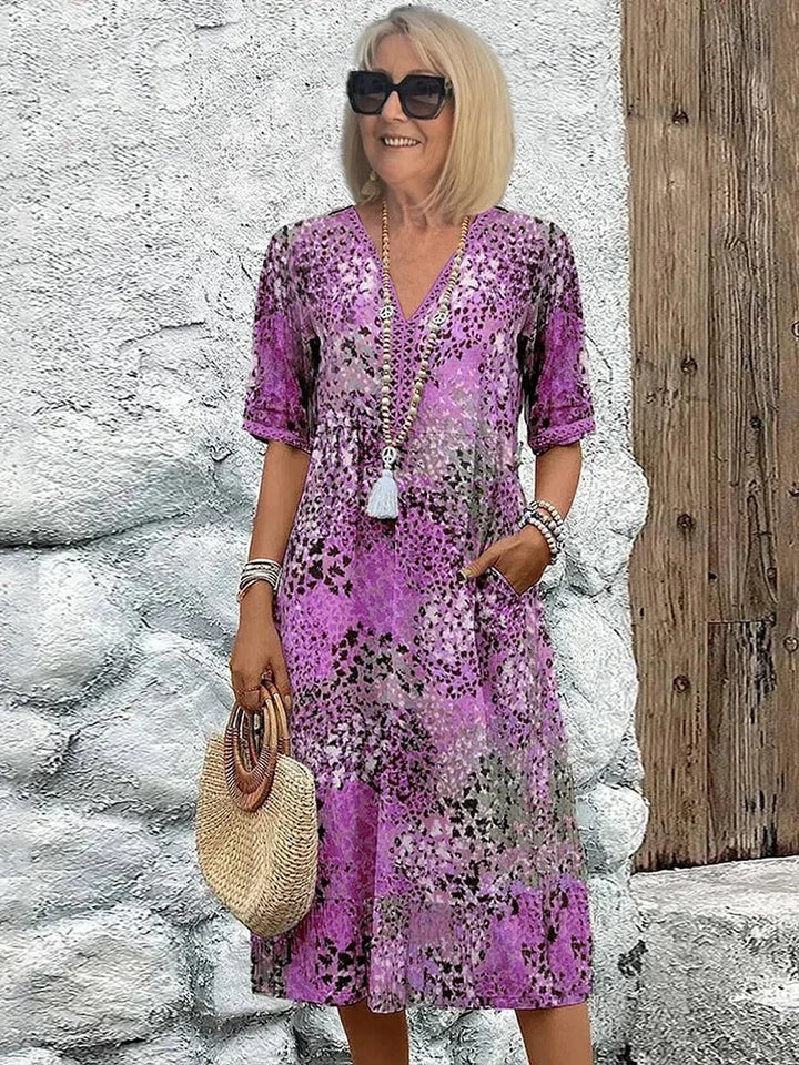Emelith - Leopard Lace V-Neck Summer Dress