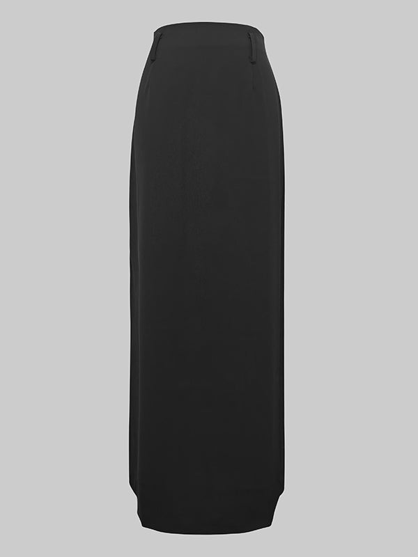 Solid Color Split-Back Skirts Bottoms