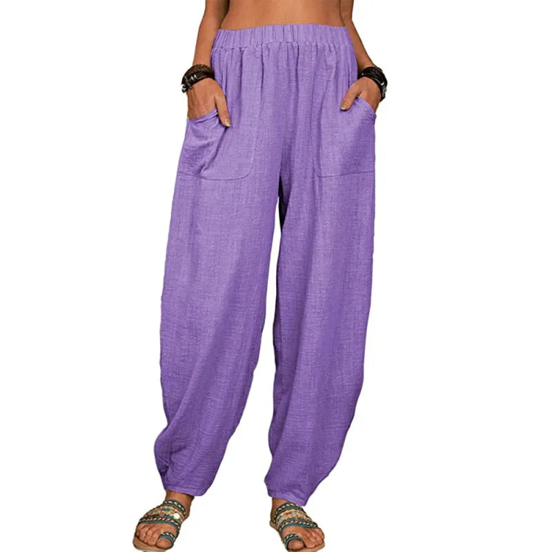 Women’s Casual Harem Pants – Lightweight Summer Fit with Pockets