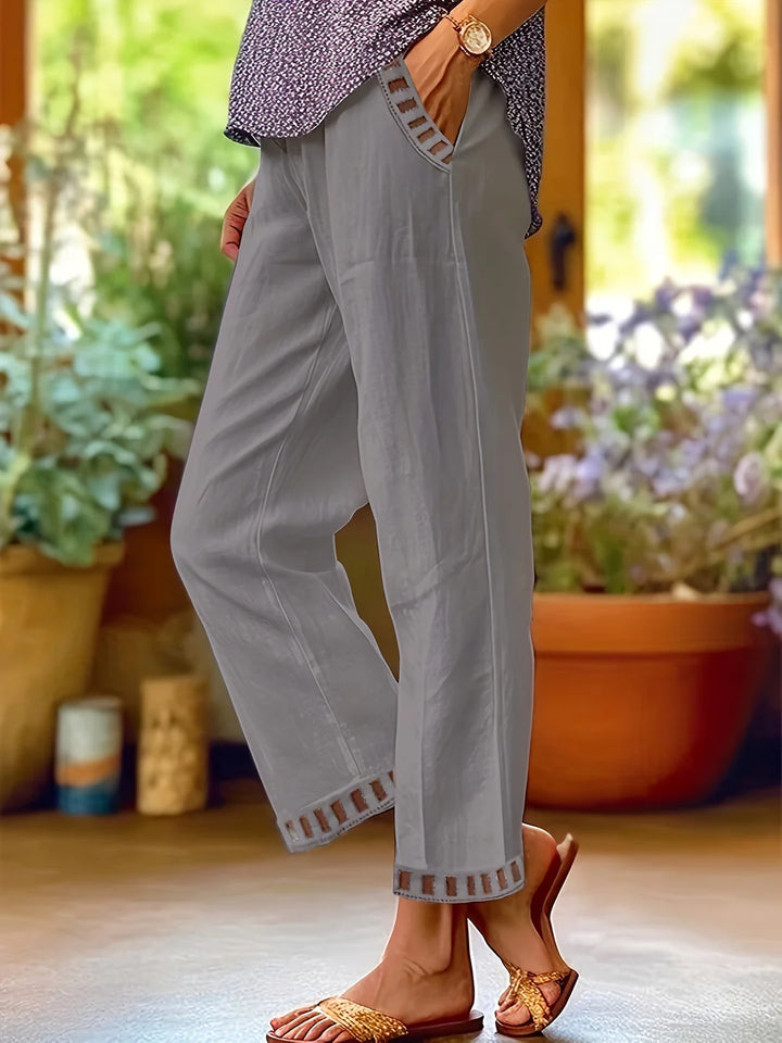 Contrast Trim Cropped Pants – Relaxed Fit Lightweight Trousers for Modern Casual Styling