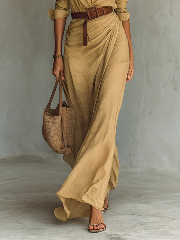 Luchia-Long belted dress