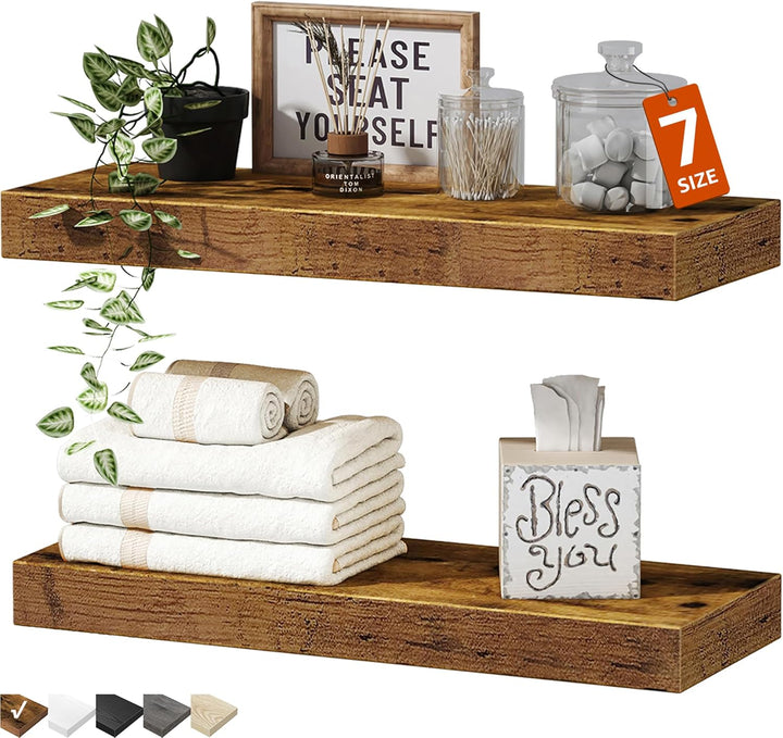 Floating Wall Shelves – Farmhouse Style, Set of 2