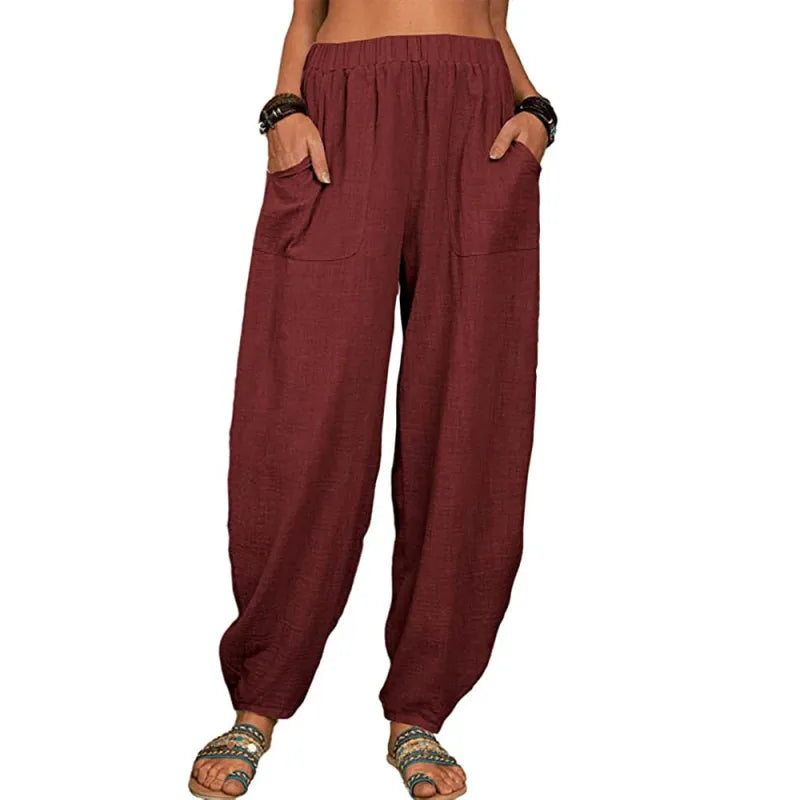 Women’s Casual Harem Pants – Lightweight Summer Fit with Pockets