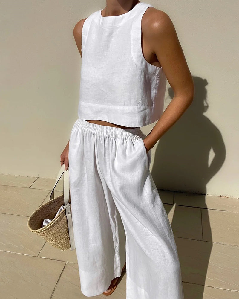 Aminta - Ensemble d'été décontracté sans manches pour un look tendance et confortable