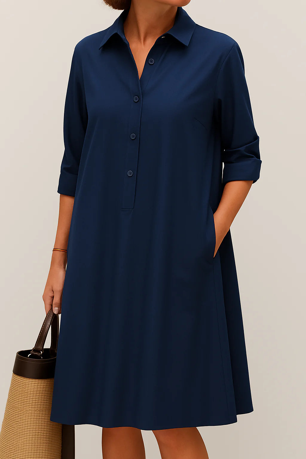 Button-Down Shirt Dress – Relaxed Everyday Midi Dress for Casual & Smart Effortless Styling