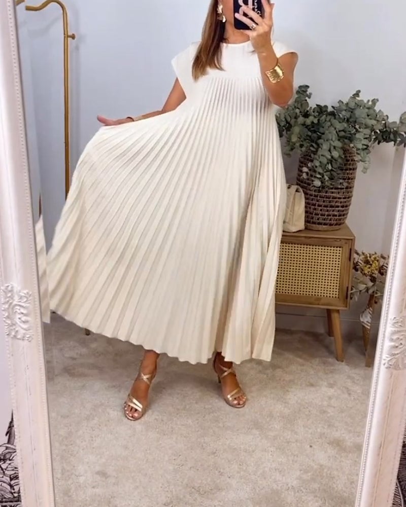 Claire - Elegant Pleated Spliced Maxi Dress