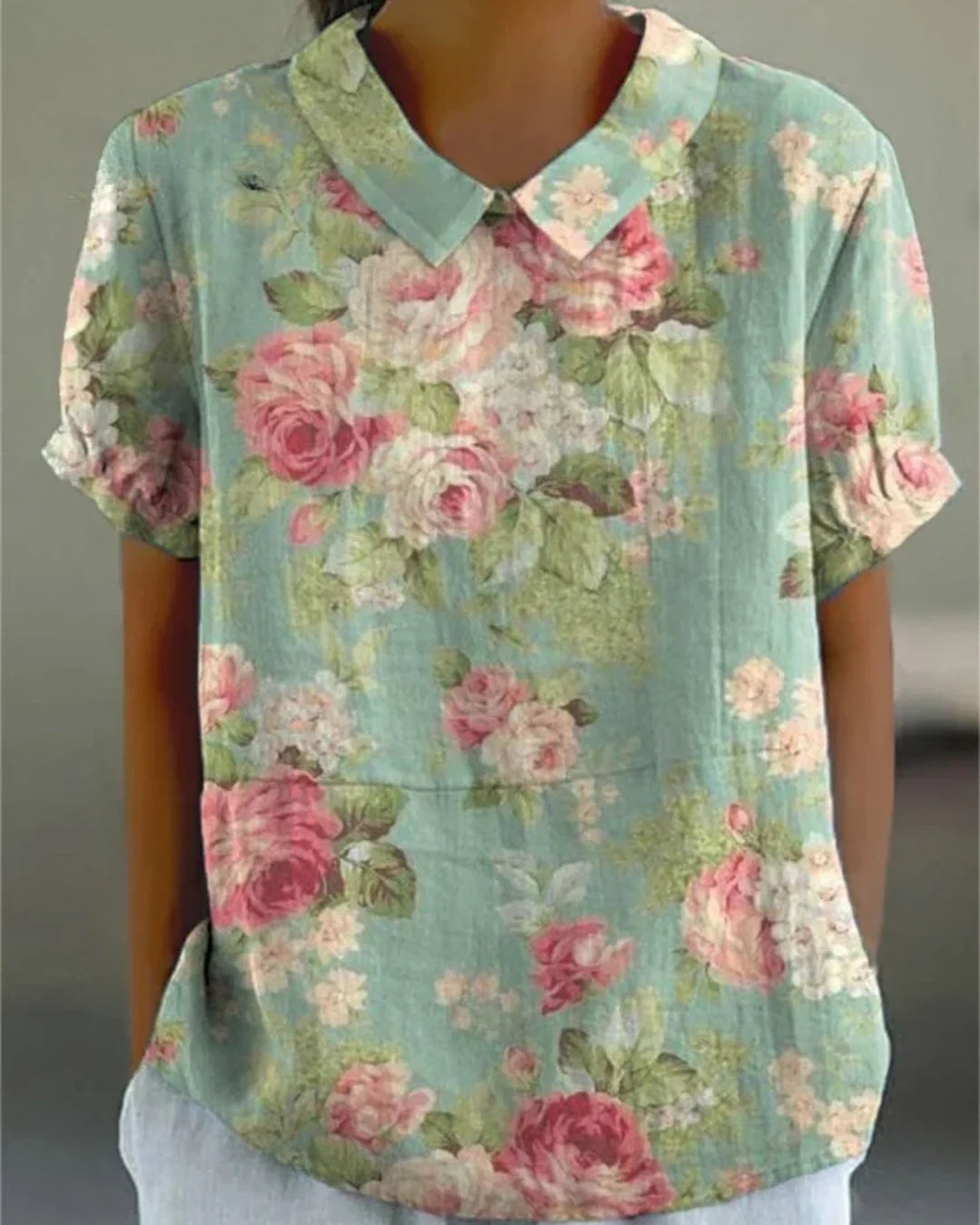 Retro Floral Cotton Linen Shirt – Lightweight Breathable Button-Up for Casual Everyday Style