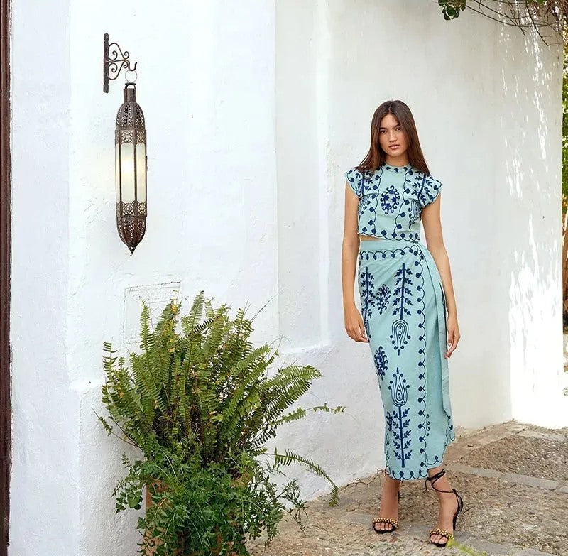 Camilla - Printed Top and Skirt Set