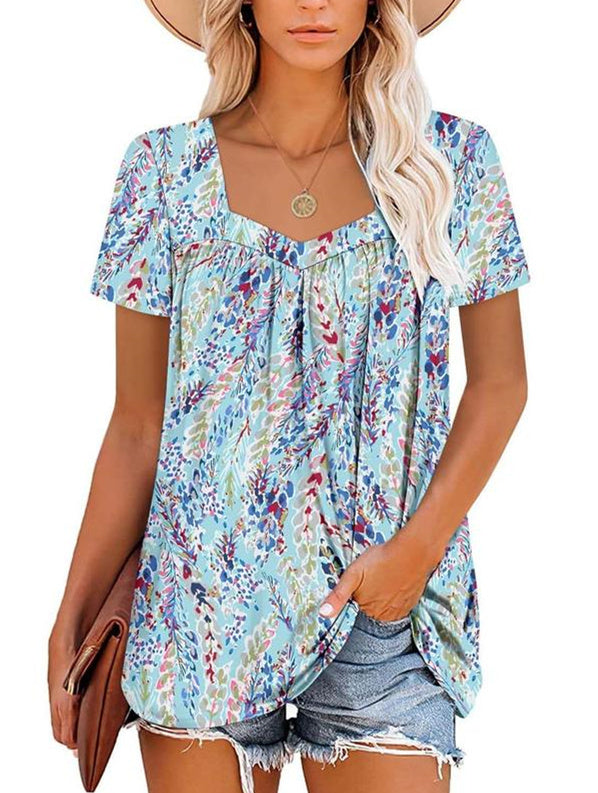 CYRENE – COSY TOP WITH SHORT SLEEVES & PRINT