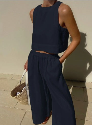 Aminta - Ensemble d'été décontracté sans manches pour un look tendance et confortable