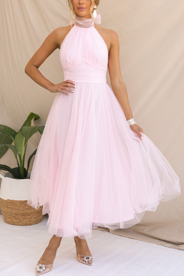 Pearlina - Sleek Mesh High Neck Dress