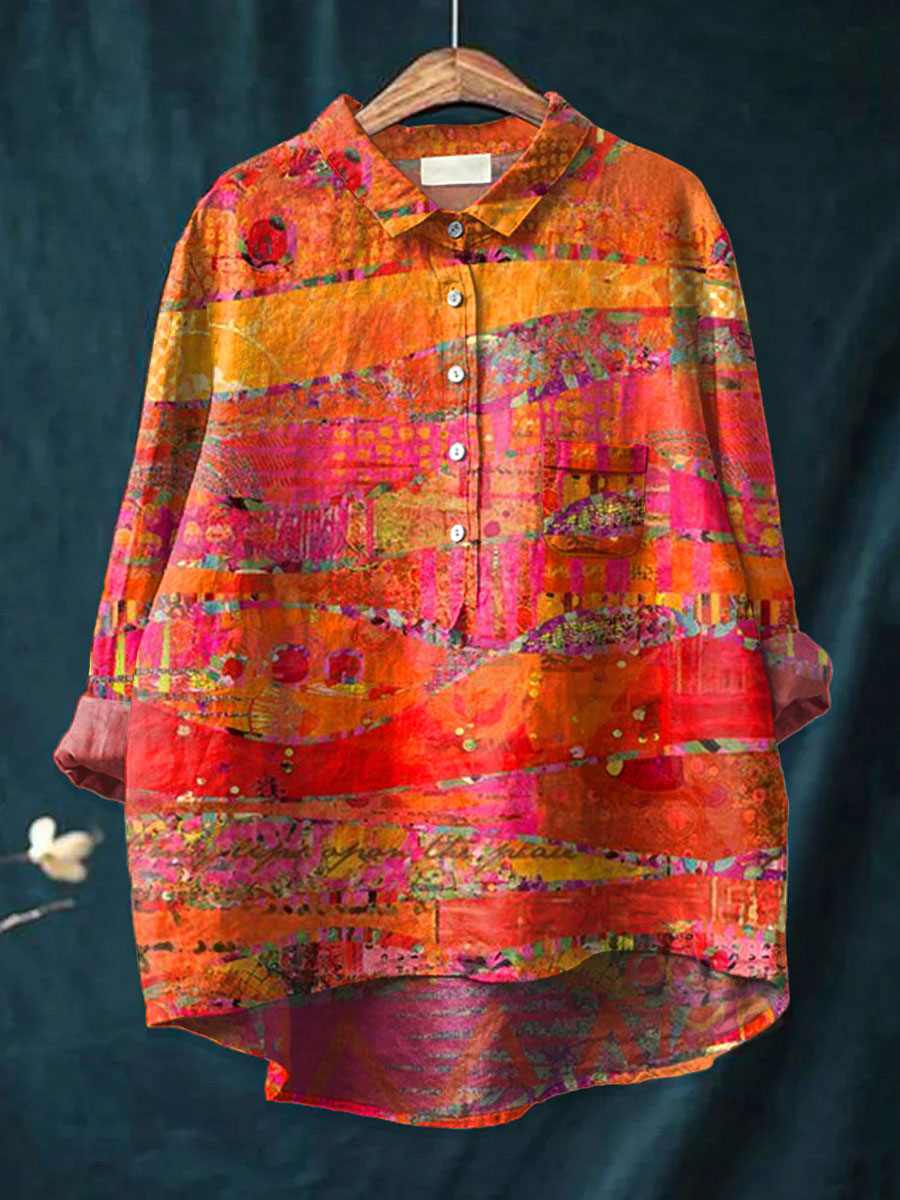 ISLA – VINTAGE ART PRINT CASUAL COTTON & LINEN