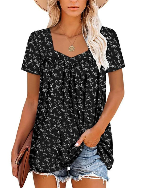 CYRENE – COSY TOP WITH SHORT SLEEVES & PRINT