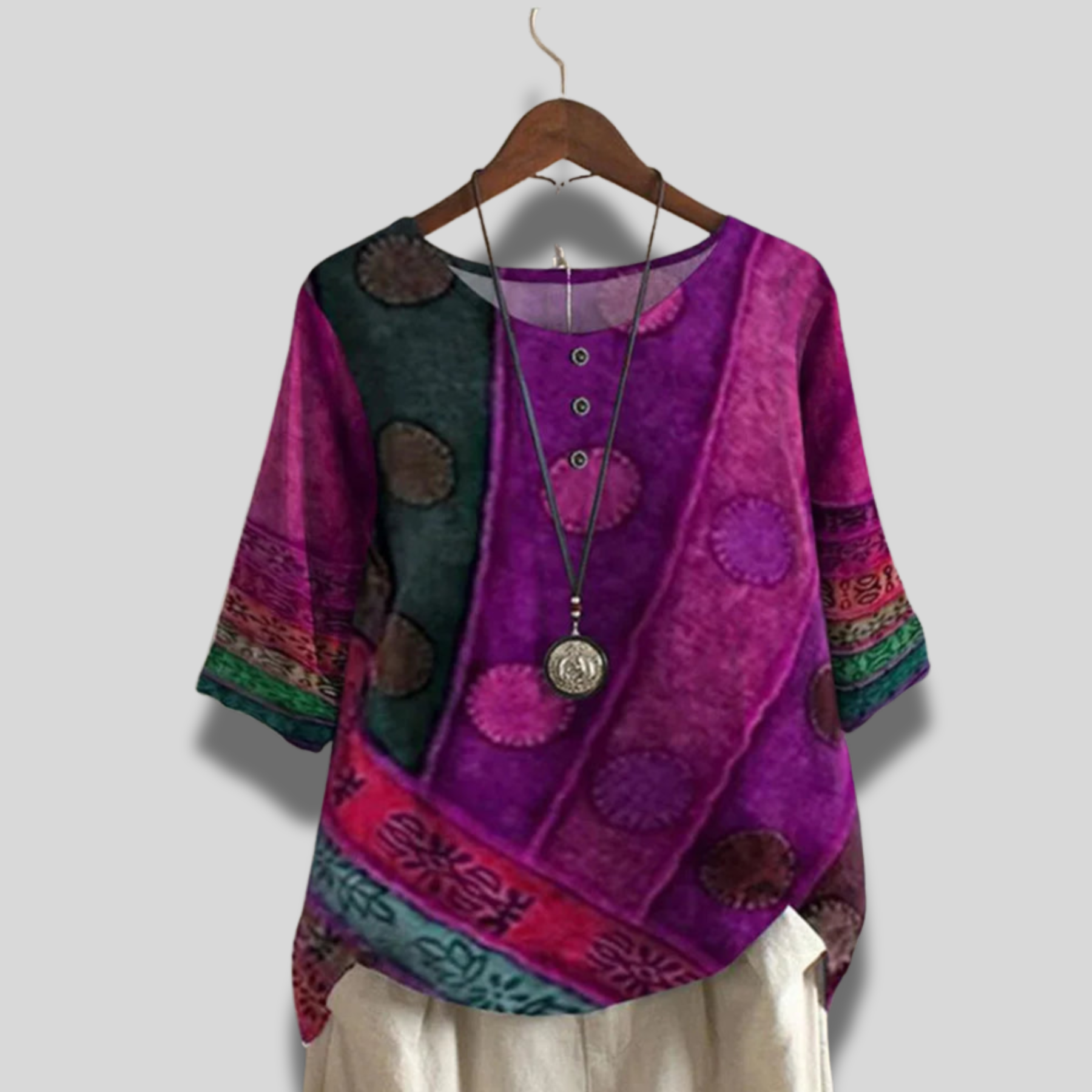 Elmara | Boho Patchwork Blouse