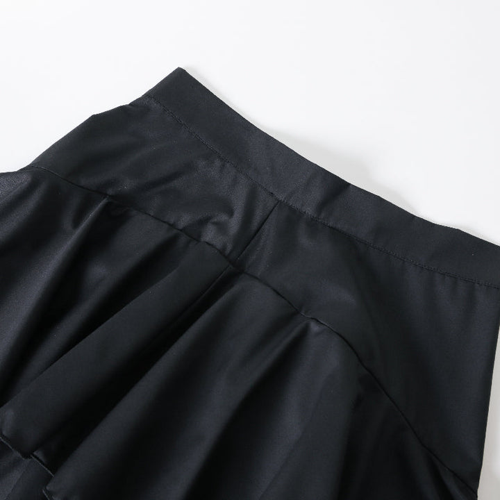 A-Line High Waisted Falbala Solid Color Long Skirts Skirts Bottoms