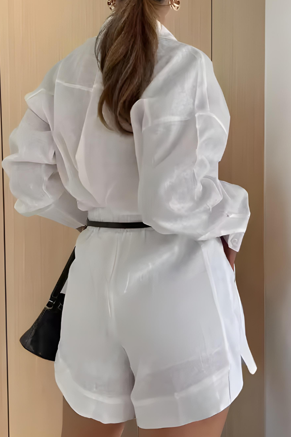 Braylee - Conjunto de Camisa de Manga Completa y Shorts con Estilo Casual y Cómodo