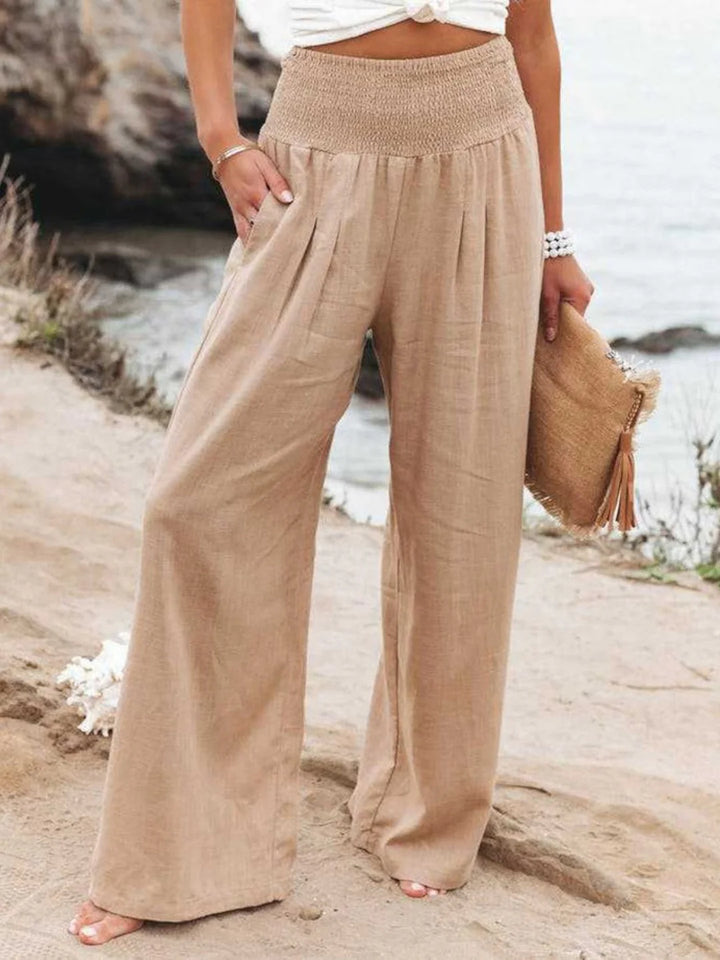 Wide Leg Linen Trousers – Breathable Lightweight Pants for Elegant Summer Styling