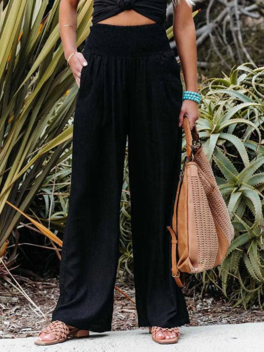 Wide Leg Linen Trousers – Breathable Lightweight Pants for Elegant Summer Styling