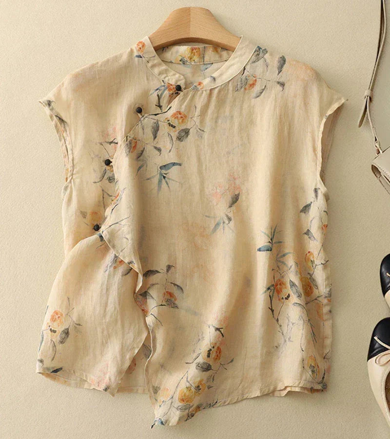 Vintage Embroidered Cotton Shirt – Elegant Relaxed Fit Button-Up with Classic Detailing