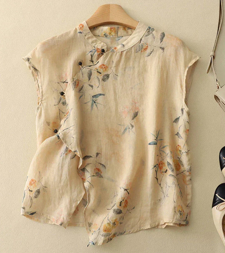Vintage Embroidered Cotton Shirt – Elegant Relaxed Fit Button-Up with Classic Detailing