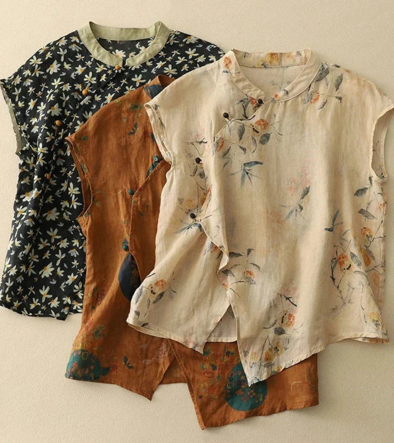 Vintage Embroidered Cotton Shirt – Elegant Relaxed Fit Button-Up with Classic Detailing