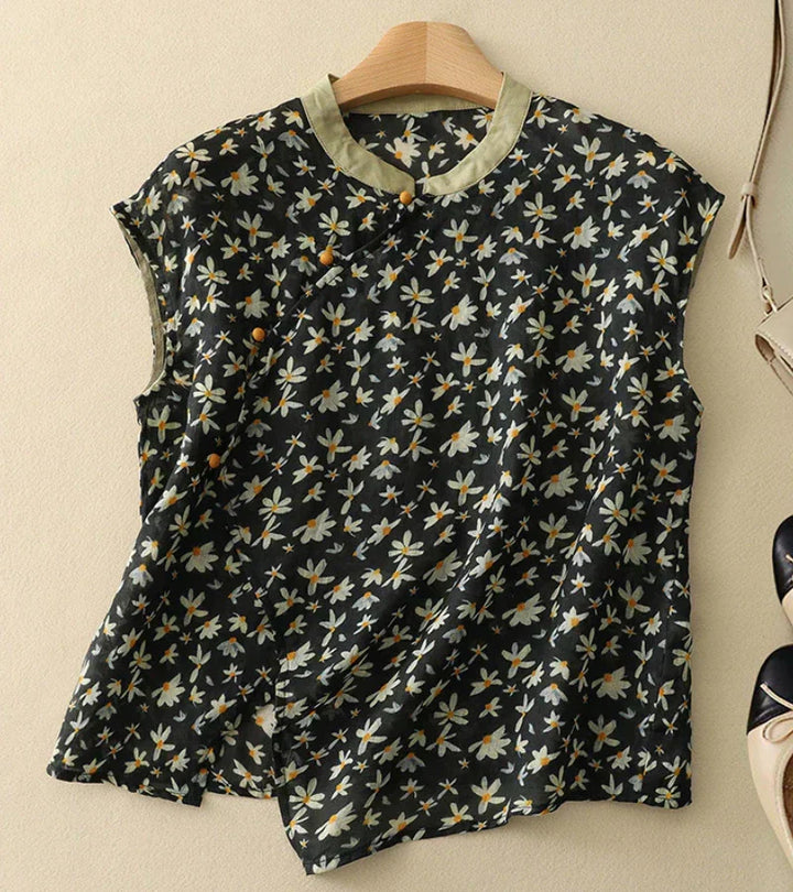 Vintage Embroidered Cotton Shirt – Elegant Relaxed Fit Button-Up with Classic Detailing